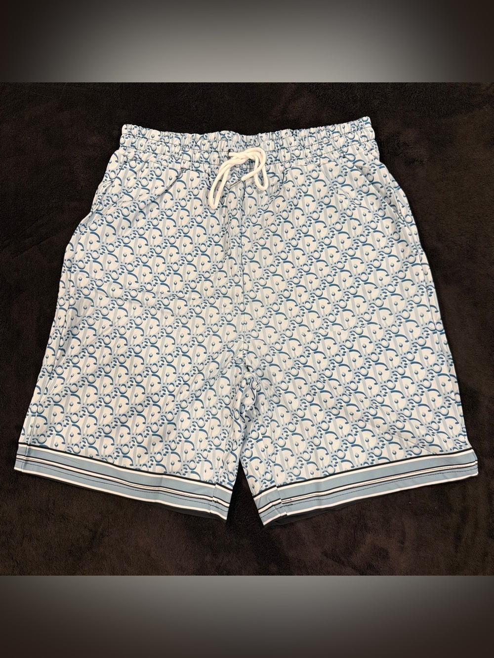 Men’s printed swim shorts light blue size medium
